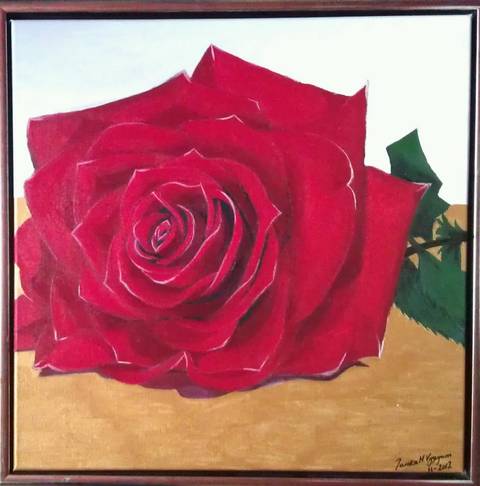 Rose on a golden table