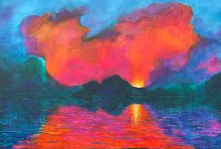 Solnedgang – maleri af Jette Gjerum