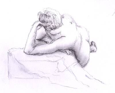 Croquis, liggende kvinde