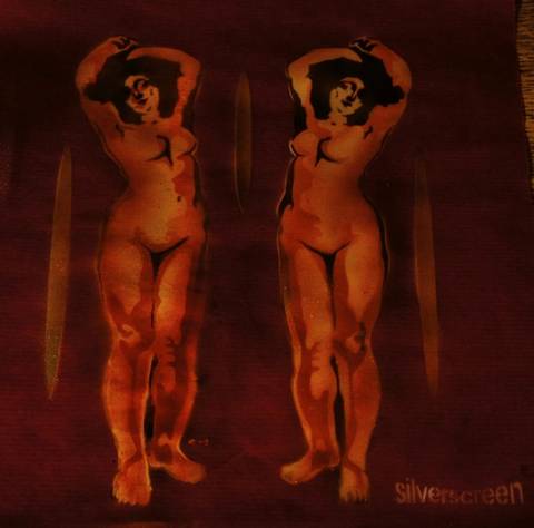 "Deux femmes sur fond rouge" – stencils af Per Corell