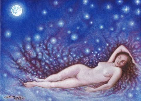 lady with moon