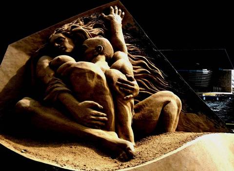 Nat over sandskulptur i koebenhavn