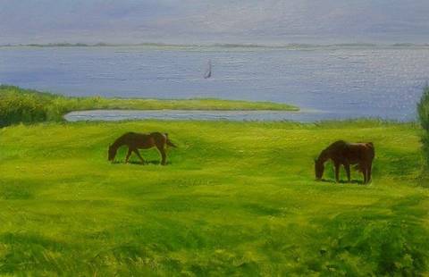Horses with sea view