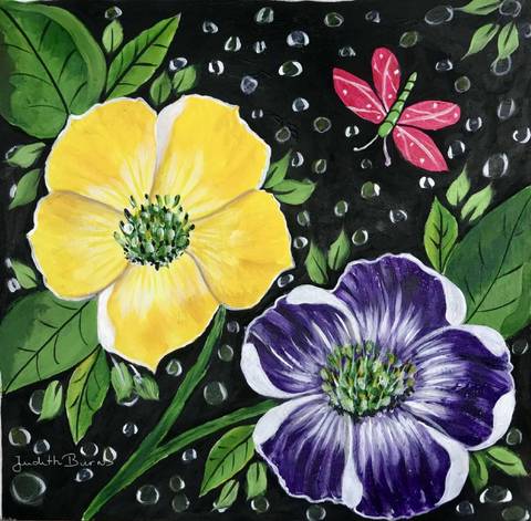 5 blads blomster – maleri af Girlstyle.dk