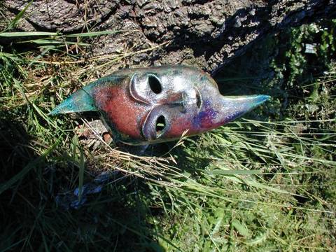 Raku maske, til fyrfad.