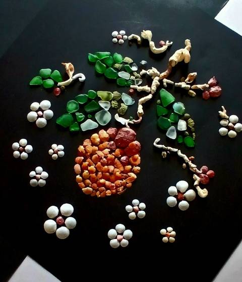 Seashell art ...branch with orange